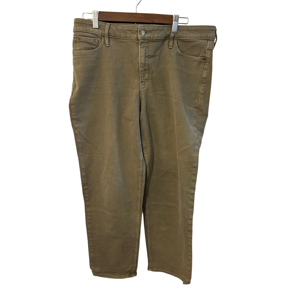 Athleta Sculptek Wide Leg Jeans‎ Womens 16T Tall Green Khaki Stretch Denim